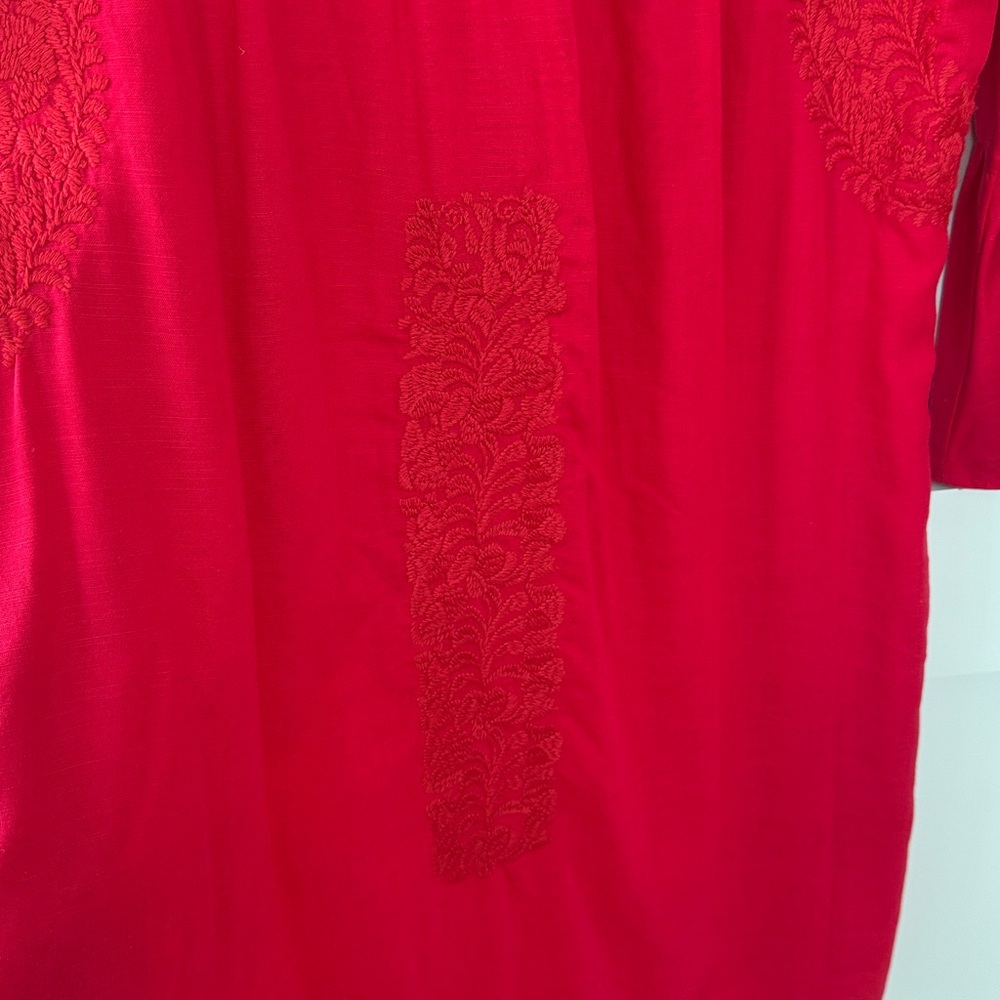J. Marie Regina Embroidered Red Dress - Picture 7 of 12